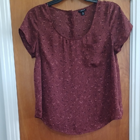 torrid Tops - Torrid Sz.00 Women's Brown Top. Sort Sleeve With Covered Button Trim On Back.